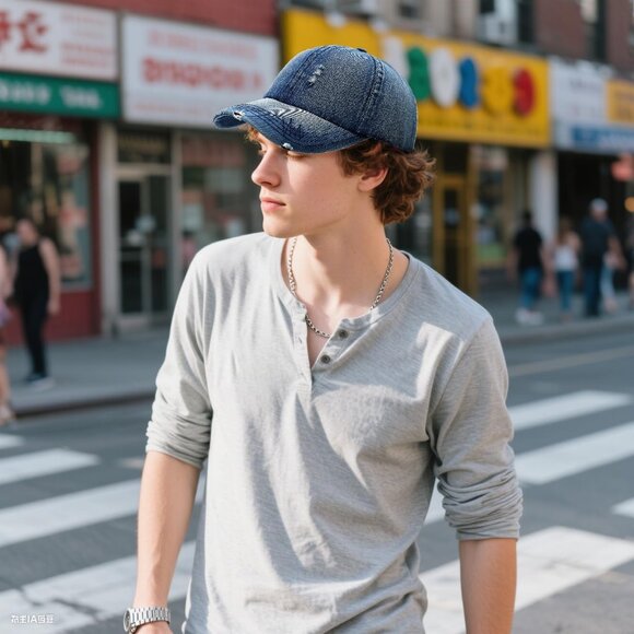 Women's Denim Blue Fashion Baseball Cap Adjustable Strap Back Visor Sports Hat - Picture 2 of 7